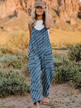 Double Take Full Size Printed V-Neck Sleeveless Jumpsuit Light Blue OutfitFlow